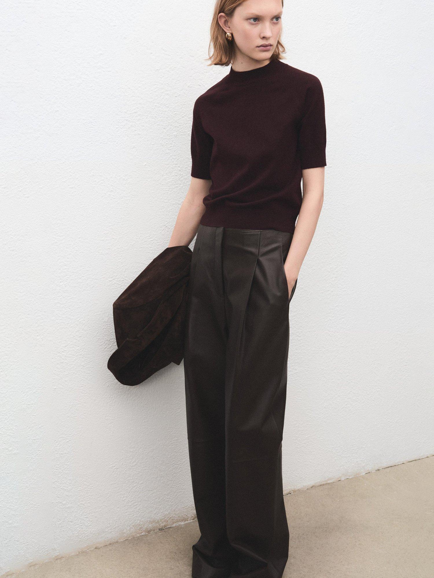 Product image 7 of 9, which shows Mango Nuria Short Sleeve Knit Top, Dark Red, 6XL