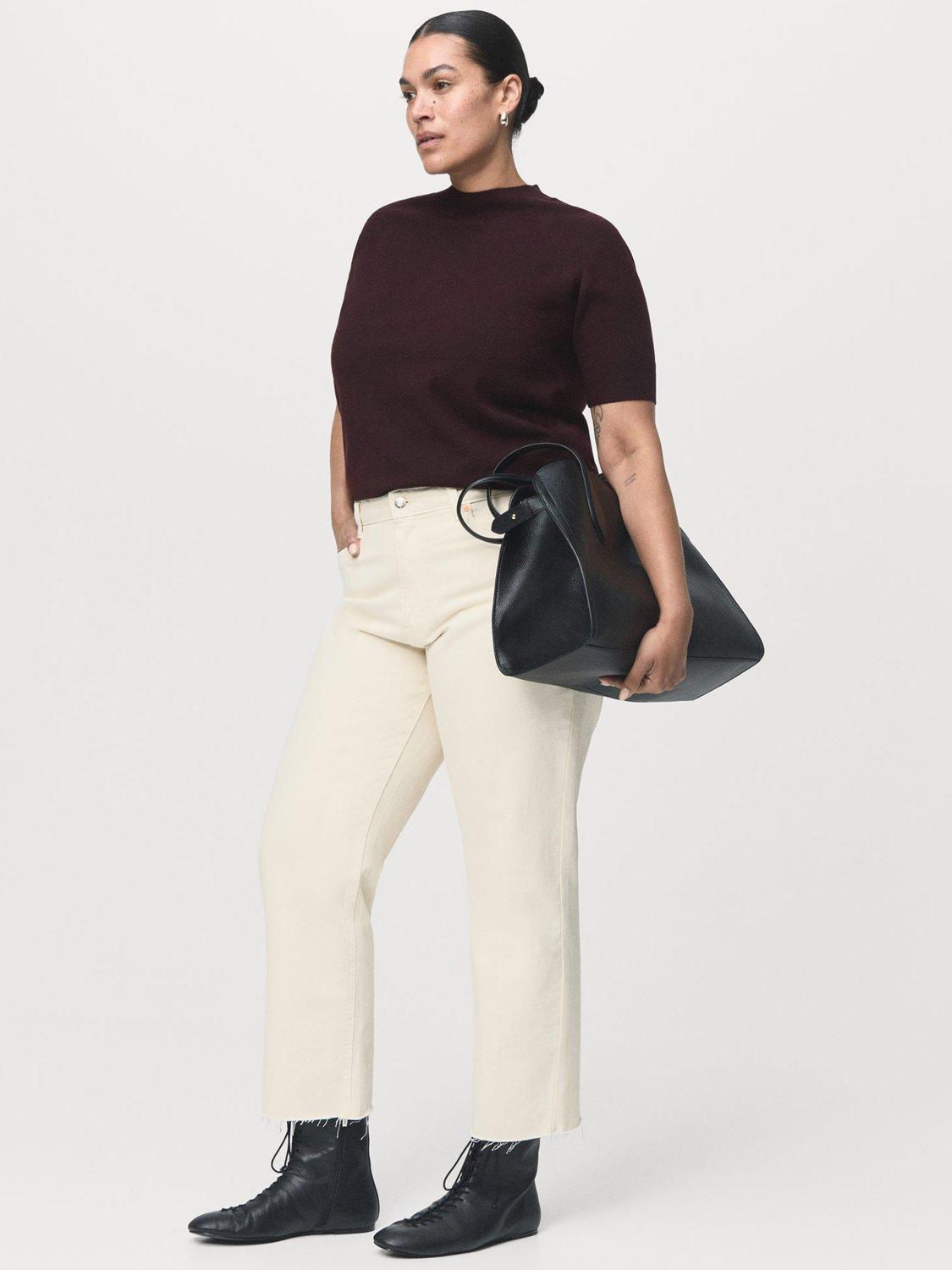 Product image 8 of 9, which shows Mango Nuria Short Sleeve Knit Top, Dark Red, 6XL