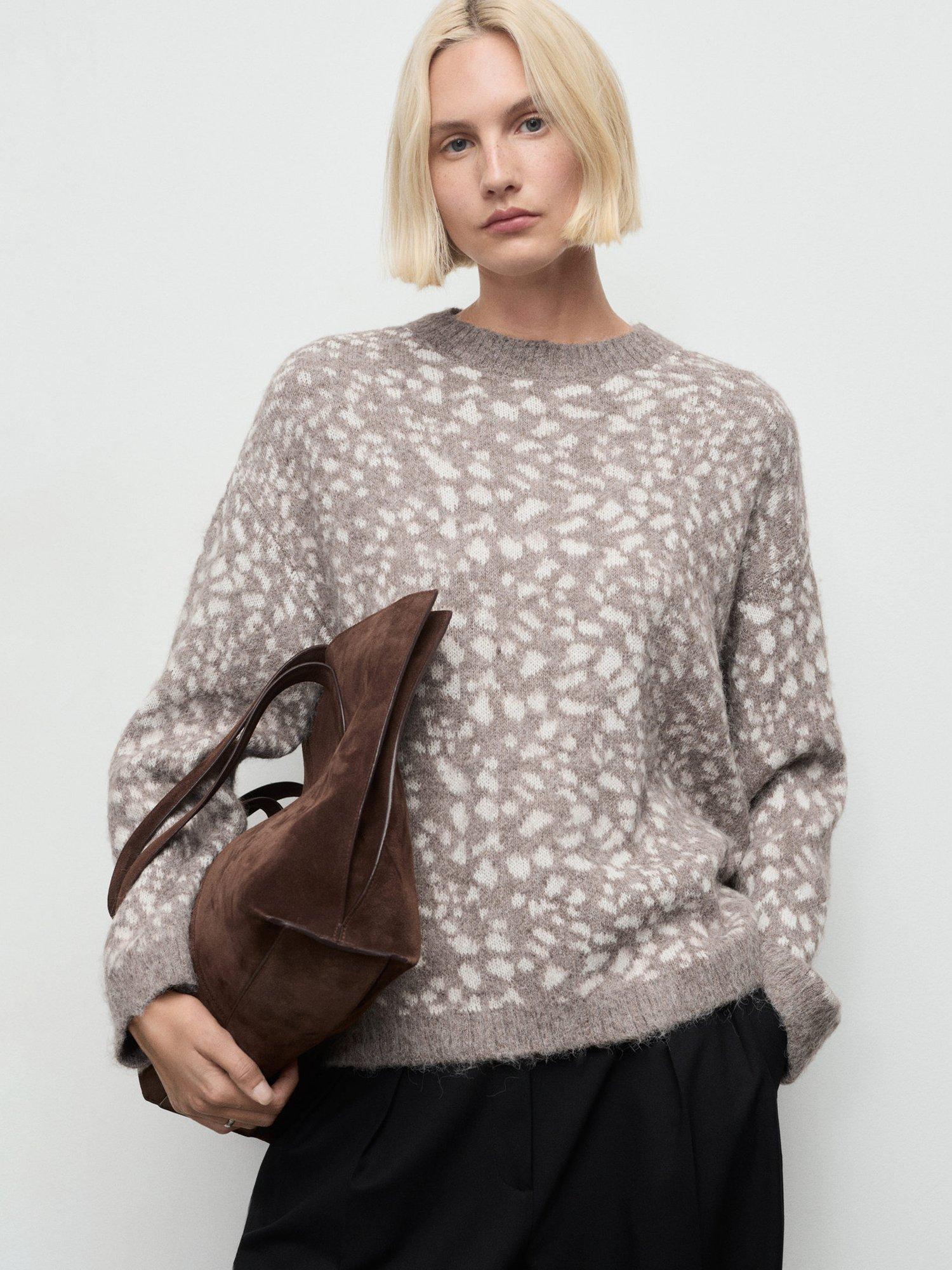 Product image 1 of 7, which shows Mango Pitiusa Animal Print Jumper, Light Beige, S