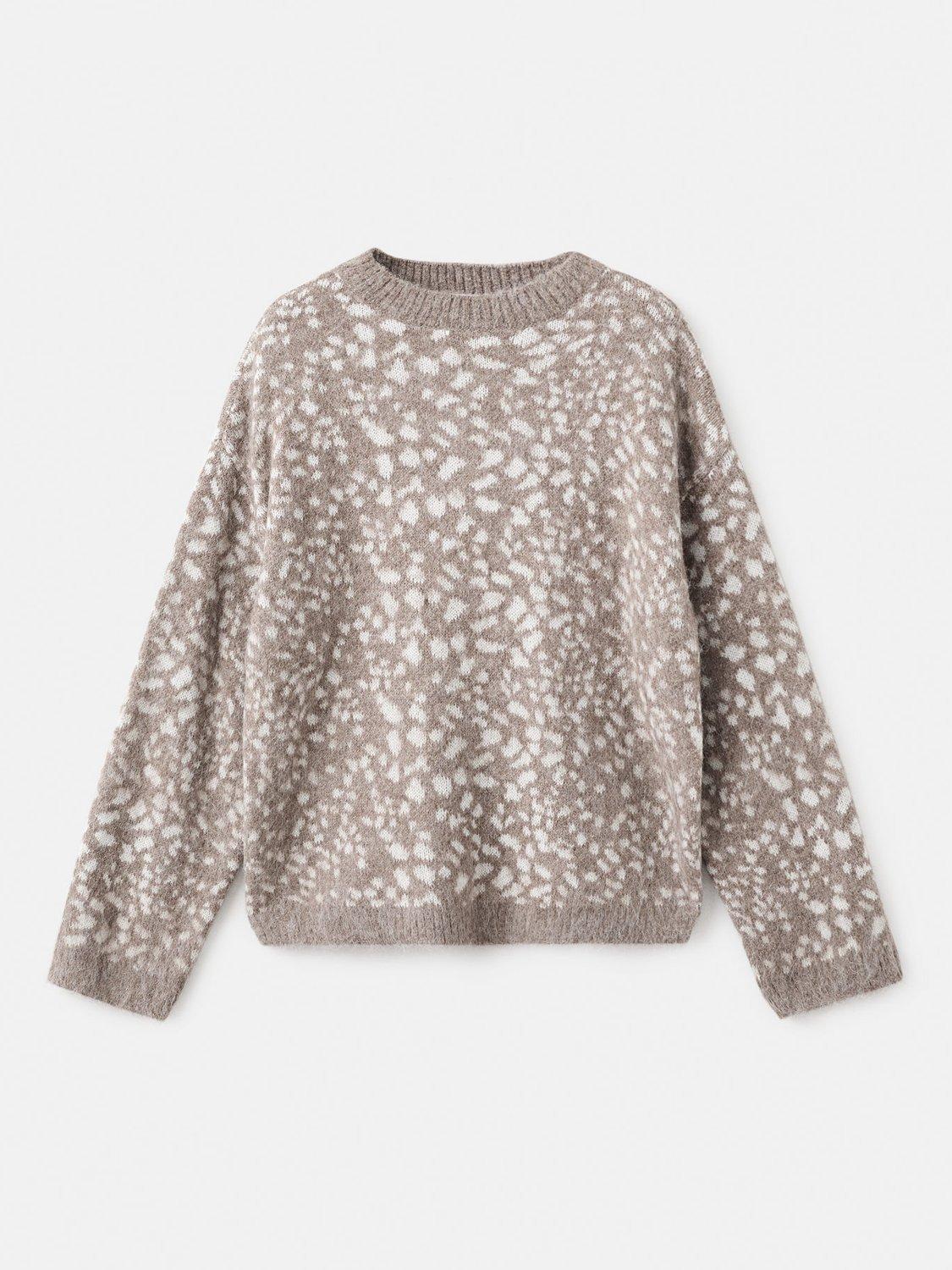 Product image 3 of 7, which shows Mango Pitiusa Animal Print Jumper, Light Beige, S