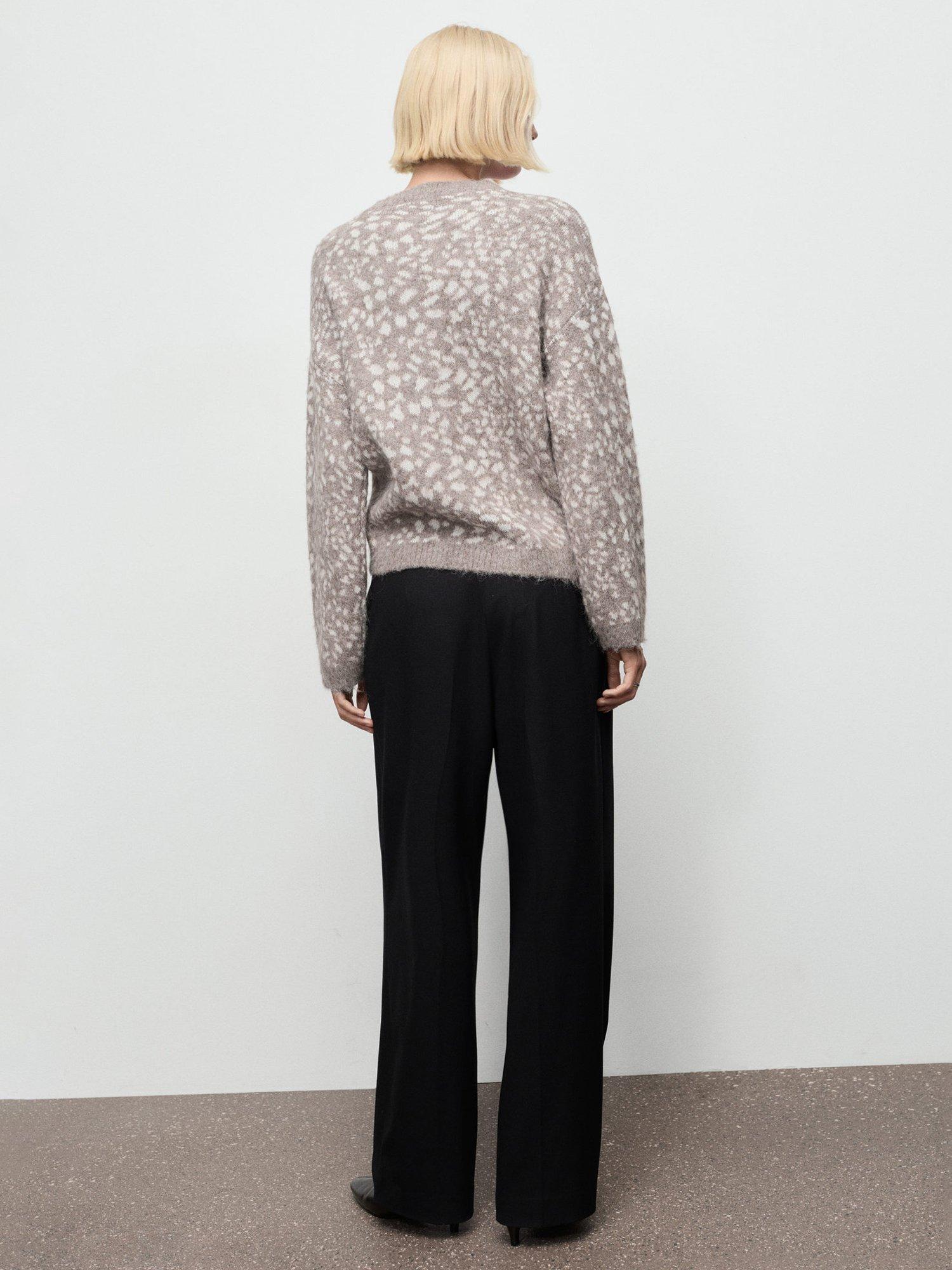 Product image 4 of 7, which shows Mango Pitiusa Animal Print Jumper, Light Beige, S