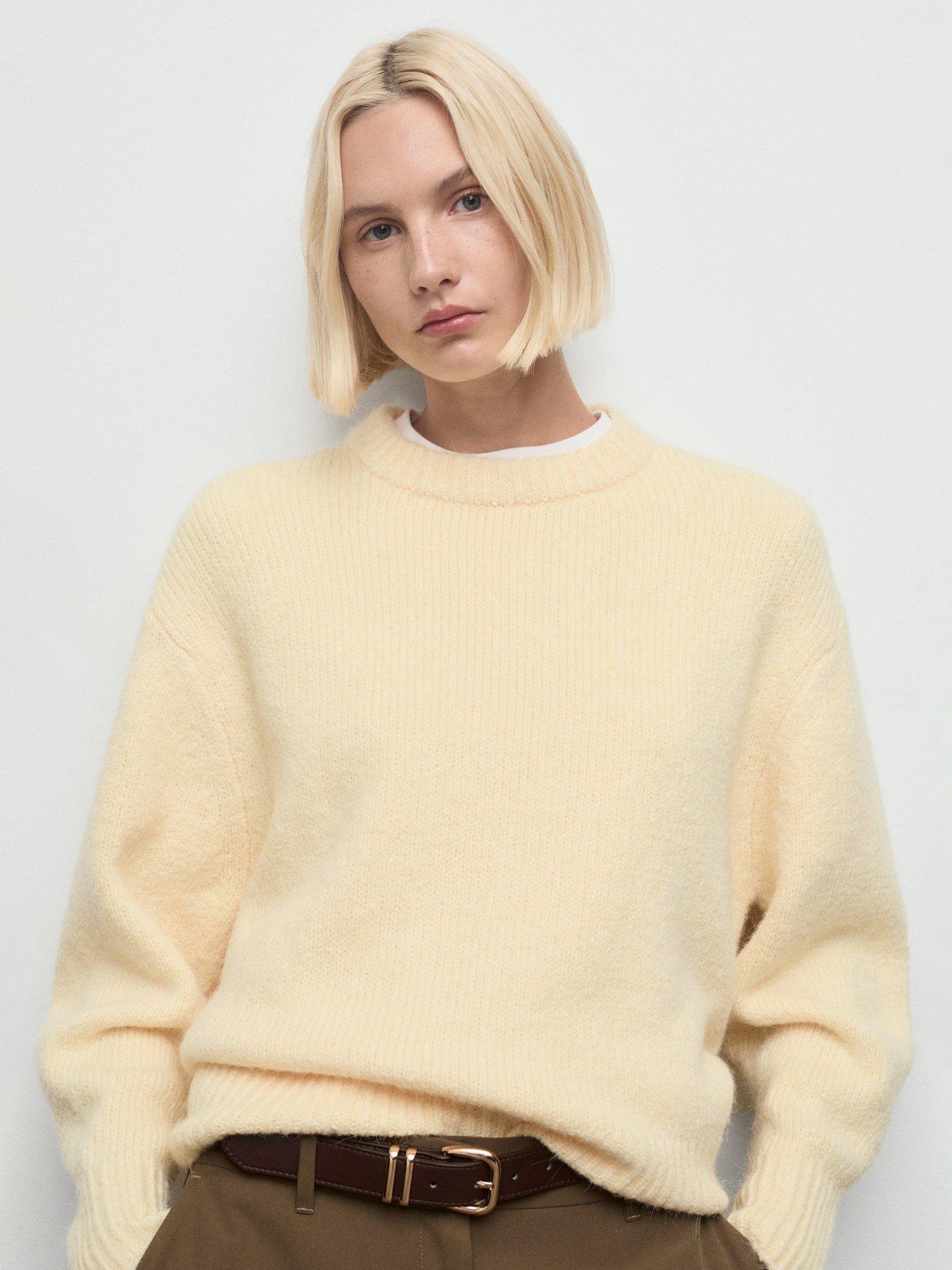 Mango Revuelto Round Neck Jumper, Yellow