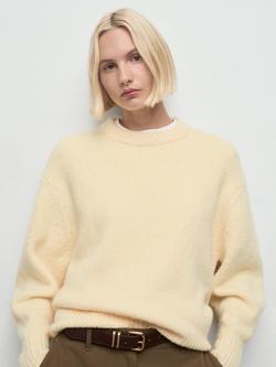 Mango Revuelto Round Neck Jumper, Yellow, Yellow