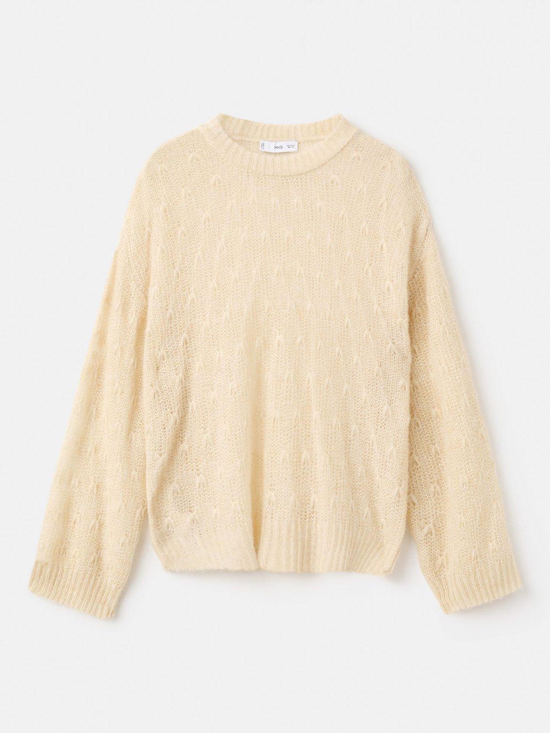 Product image 3 of 6, which shows Mango Solcito Open Knit Jumper, Natural White, L