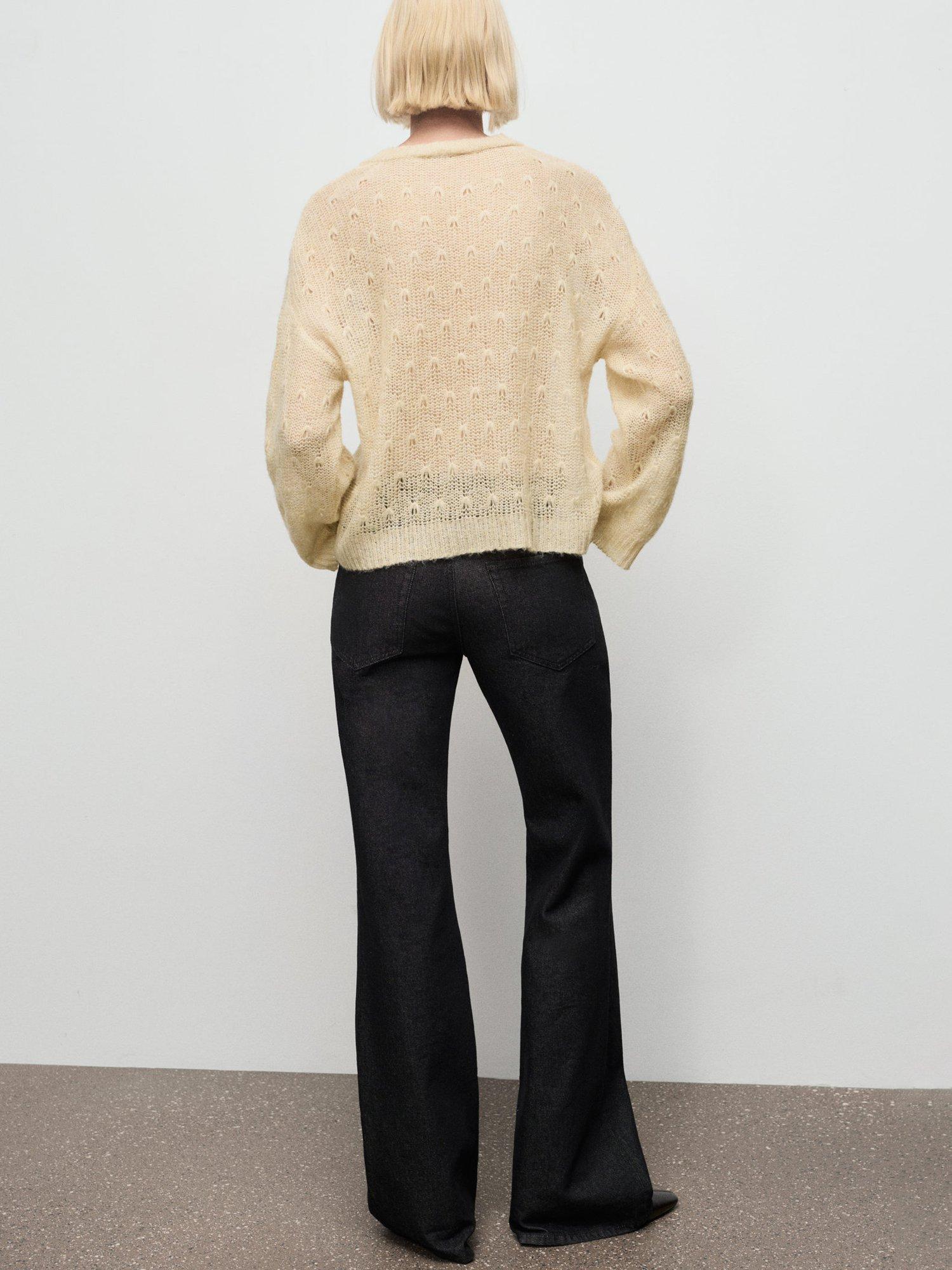 Product image 4 of 6, which shows Mango Solcito Open Knit Jumper, Natural White, L