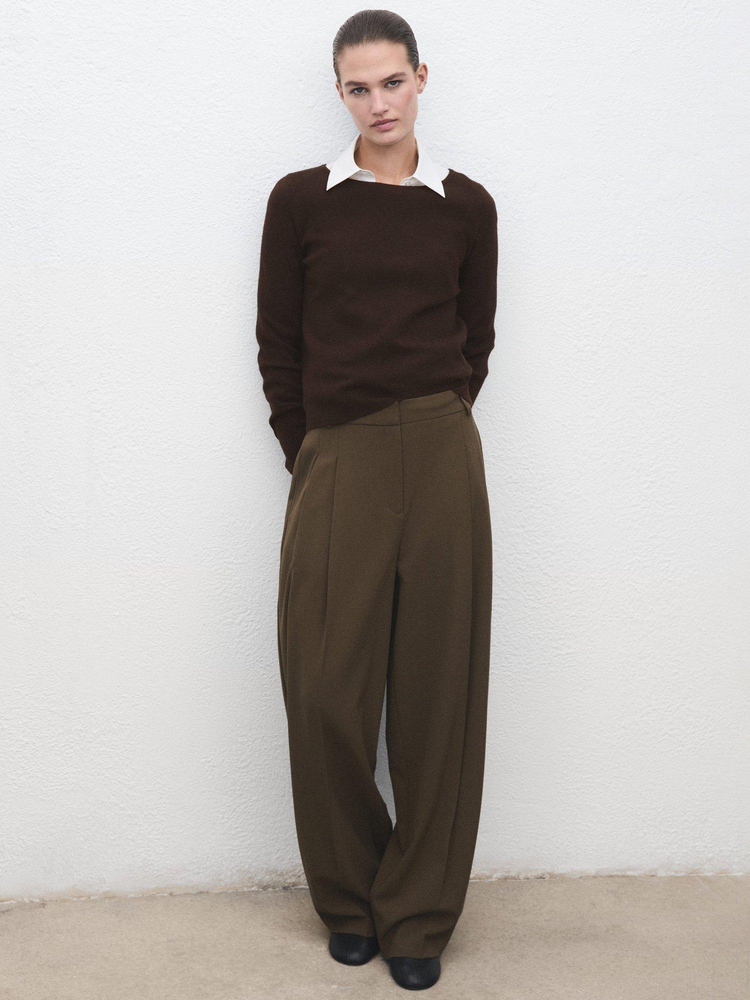 Product image 2 of 8, which shows Mango Emeneia Fine Knit Jumper, Dark Brown, 4XL