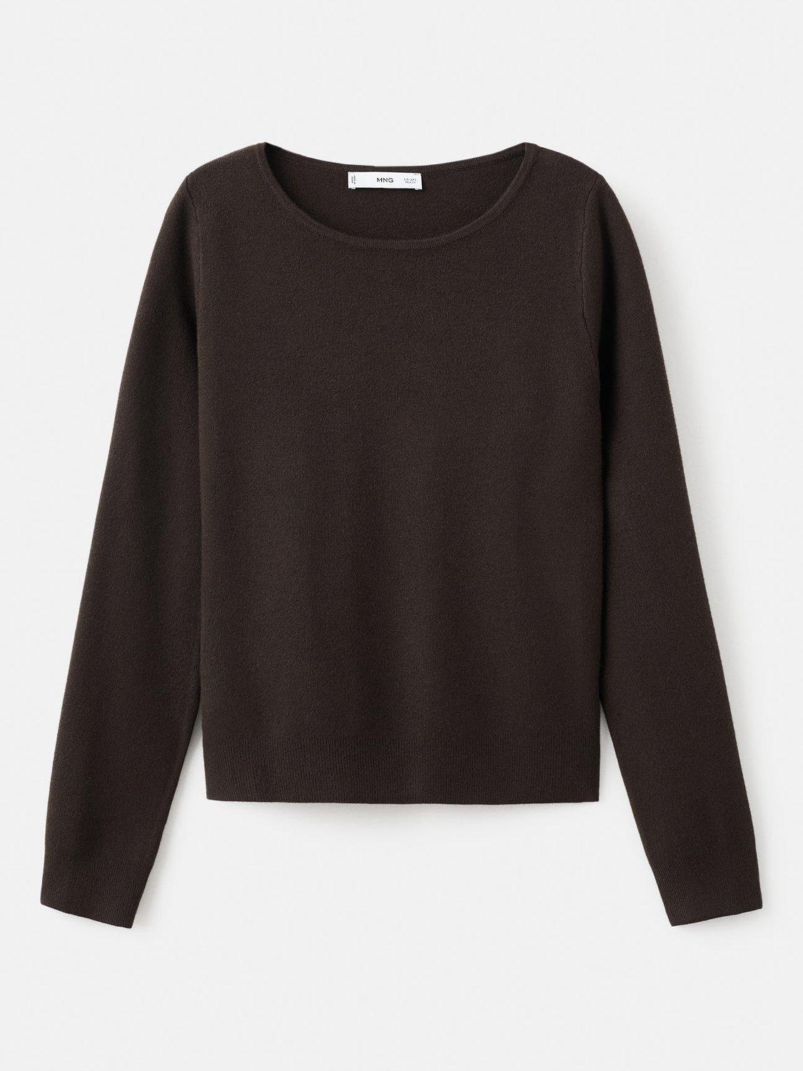 Product image 3 of 8, which shows Mango Emeneia Fine Knit Jumper, Dark Brown, 4XL