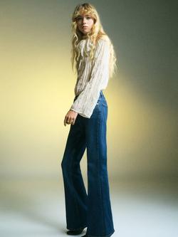 Mango Coty Textured Bow Neck Top, Natural White - view 2, Natural White