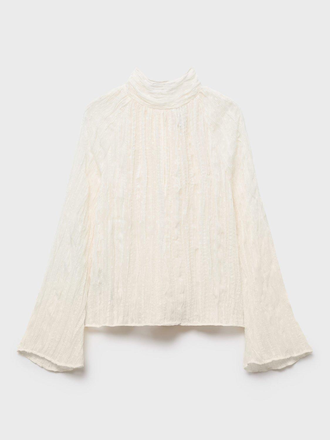 Product image 3 of 7, which shows Mango Coty Textured Bow Neck Top, Natural White, 8