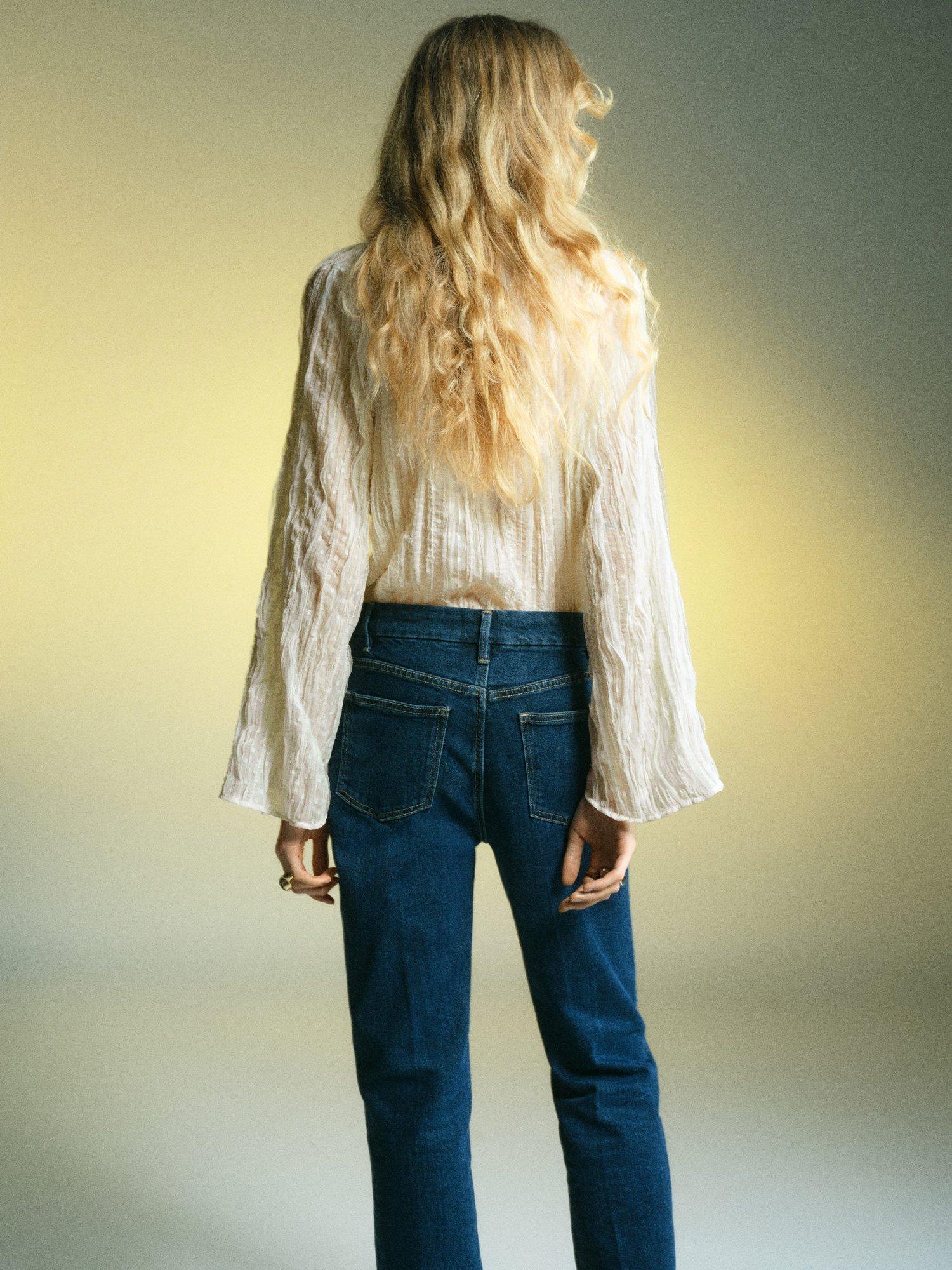 Product image 4 of 7, which shows Mango Coty Textured Bow Neck Top, Natural White, 8