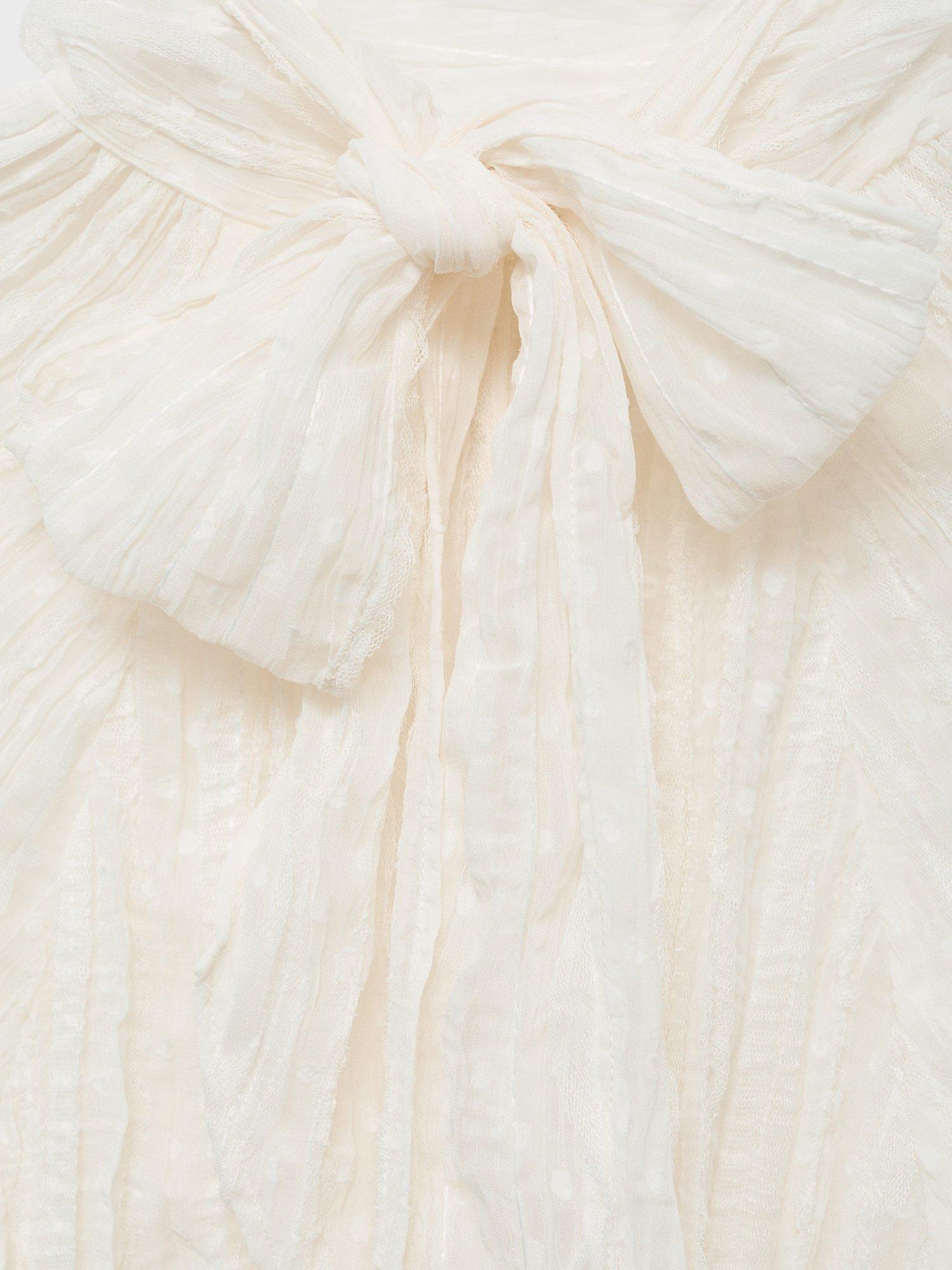 Product image 7 of 7, which shows Mango Coty Textured Bow Neck Top, Natural White, 8