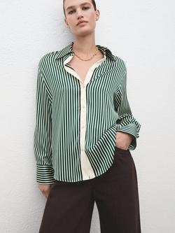 Mango Margaret Stripe Shirt, Bright Green