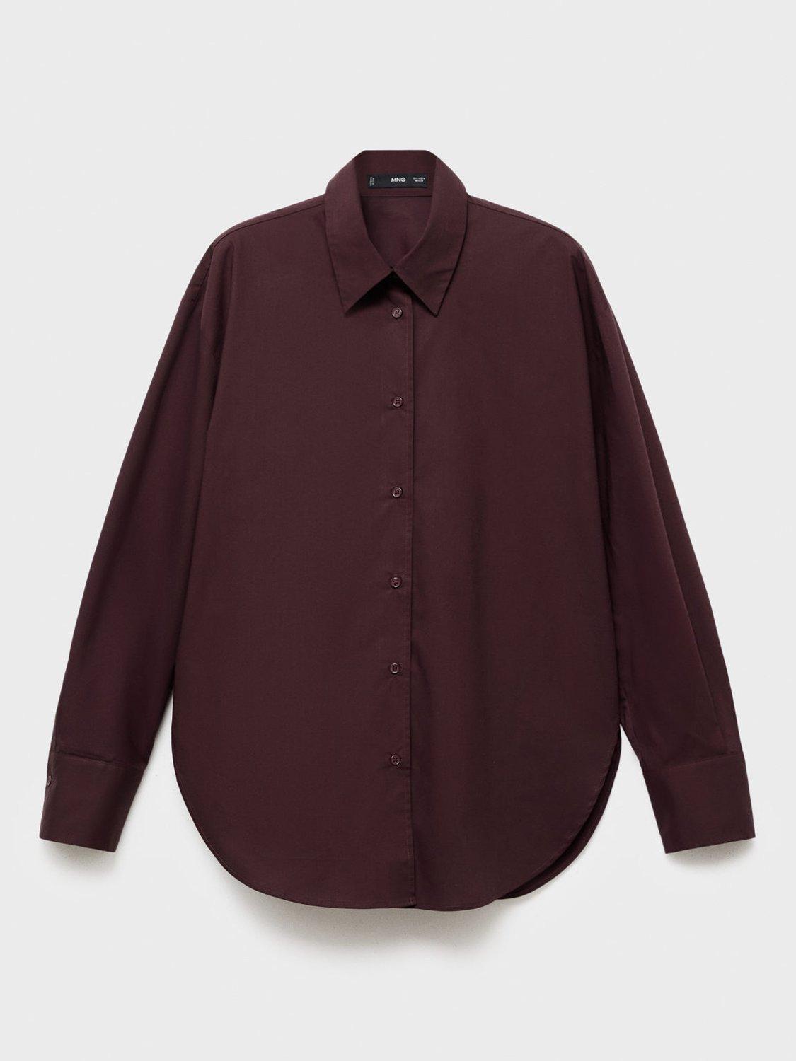 Product image 3 of 7, which shows Mango Jaguar Oversized Cotton Poplin Shirt, Brown, 10