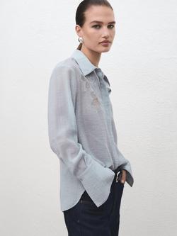 Mango Miranda Embroidered Shirt, Blue, Blue