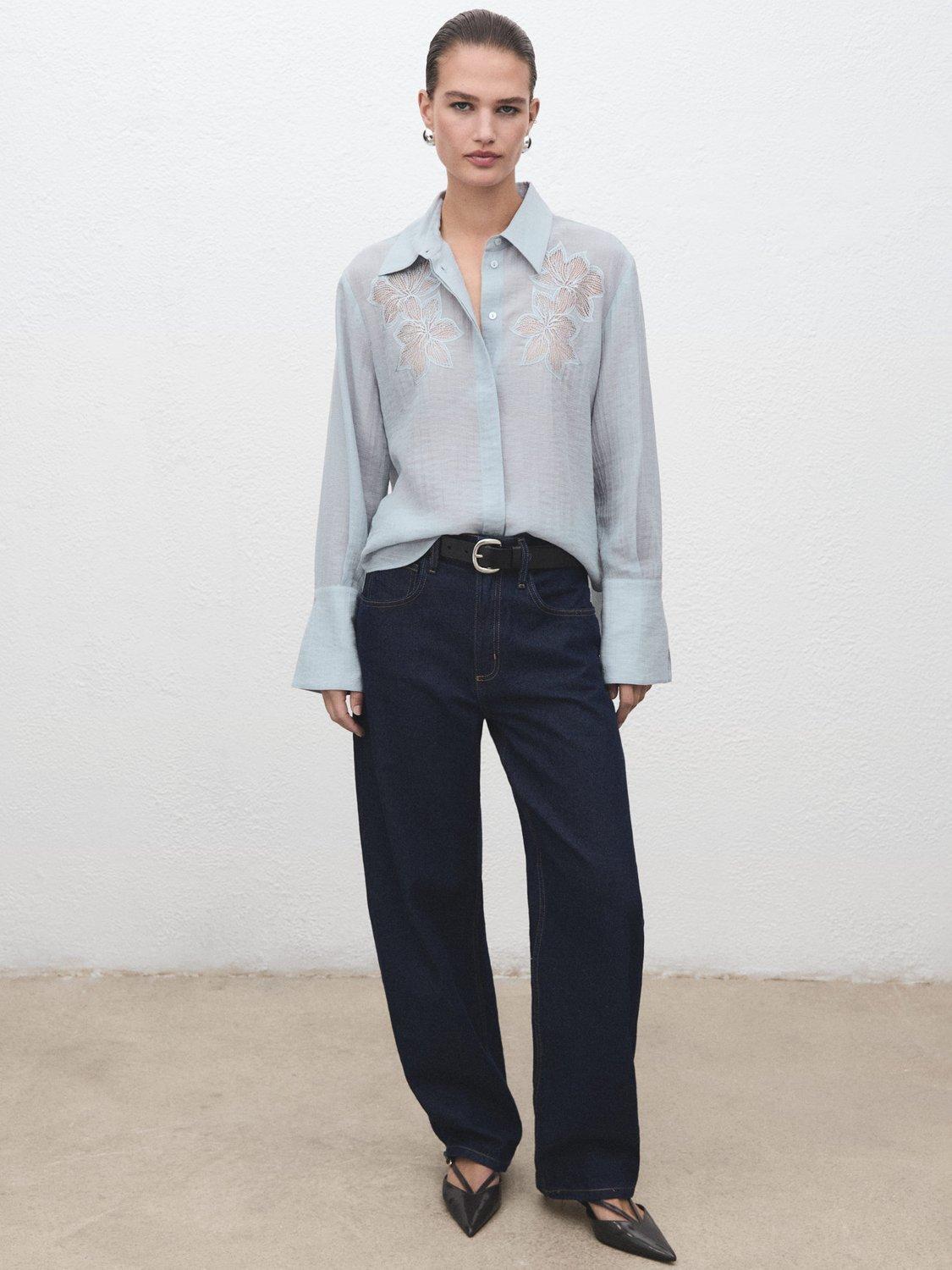 Product image 2 of 7, which shows Mango Miranda Embroidered Shirt, Blue, 10