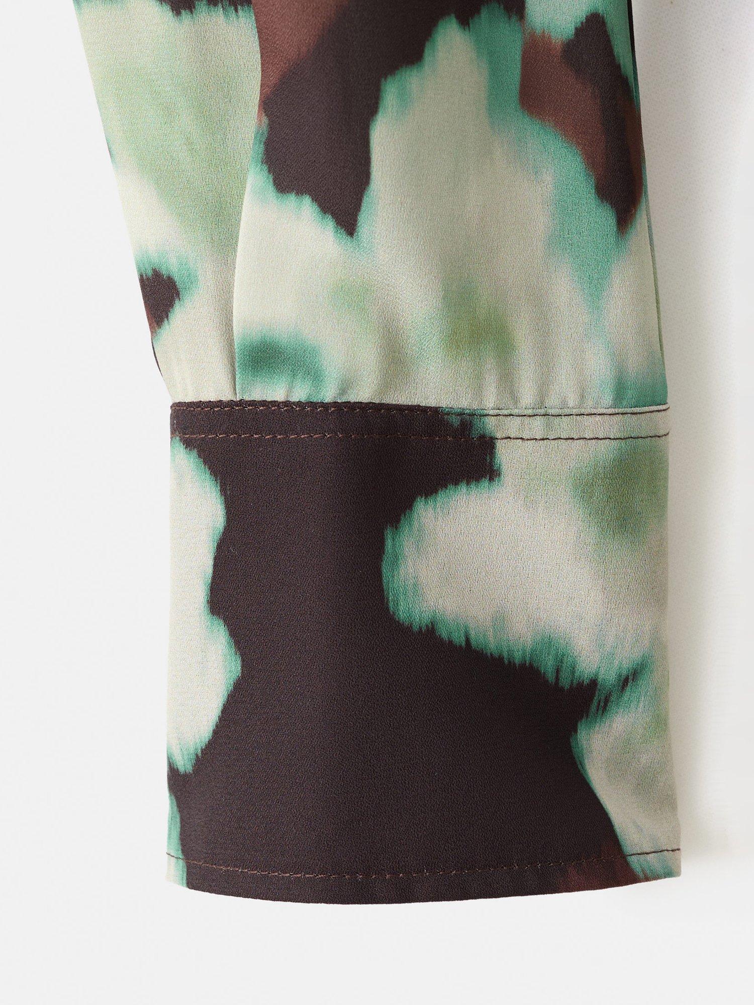 Product image 5 of 8, which shows Mango Patrik Floral Tie Neck Top, Green/Multi, 10
