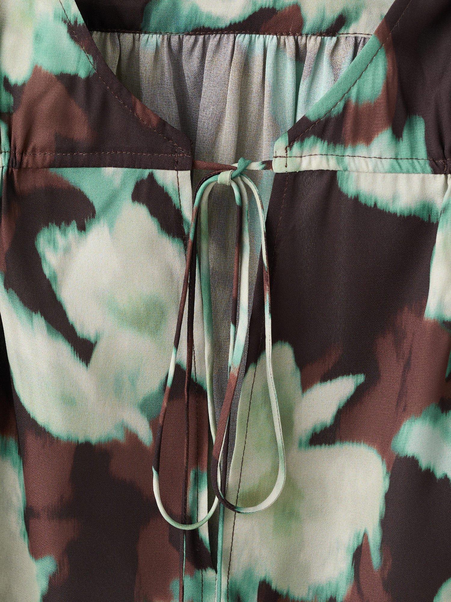Product image 8 of 8, which shows Mango Patrik Floral Tie Neck Top, Green/Multi, 10