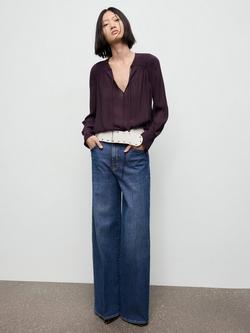 Mango Patrik Tie Neck Top, Dark Red - view 2, Dark Red