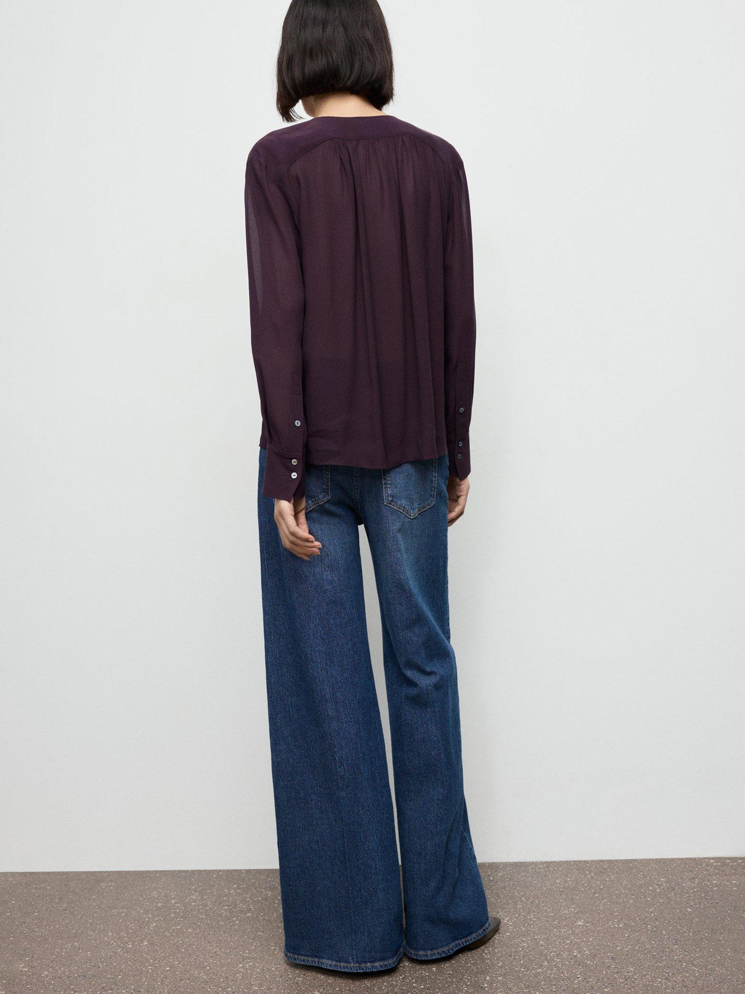 Product image 4 of 8, which shows Mango Patrik Tie Neck Top, Dark Red, 10