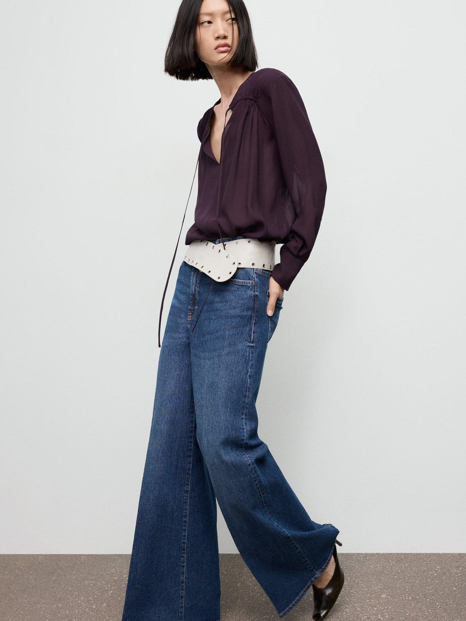 Product image 7 of 8, which shows Mango Patrik Tie Neck Top, Dark Red, 10