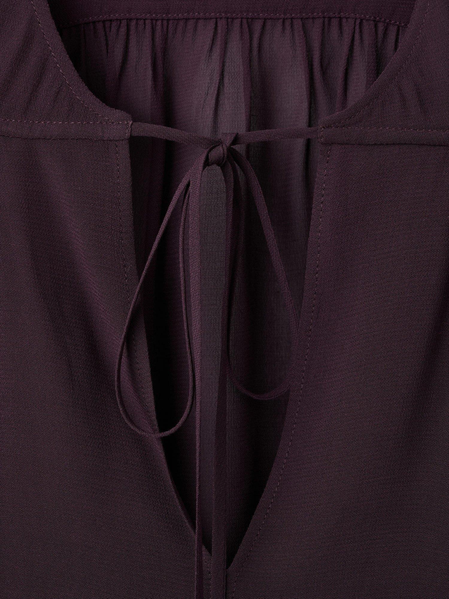 Product image 8 of 8, which shows Mango Patrik Tie Neck Top, Dark Red, 10
