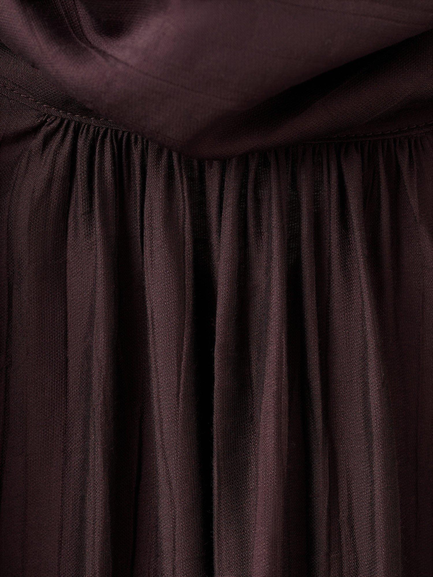 Product image 8 of 8, which shows Mango Stut Scarf Detail Textured Top, Brown, 4