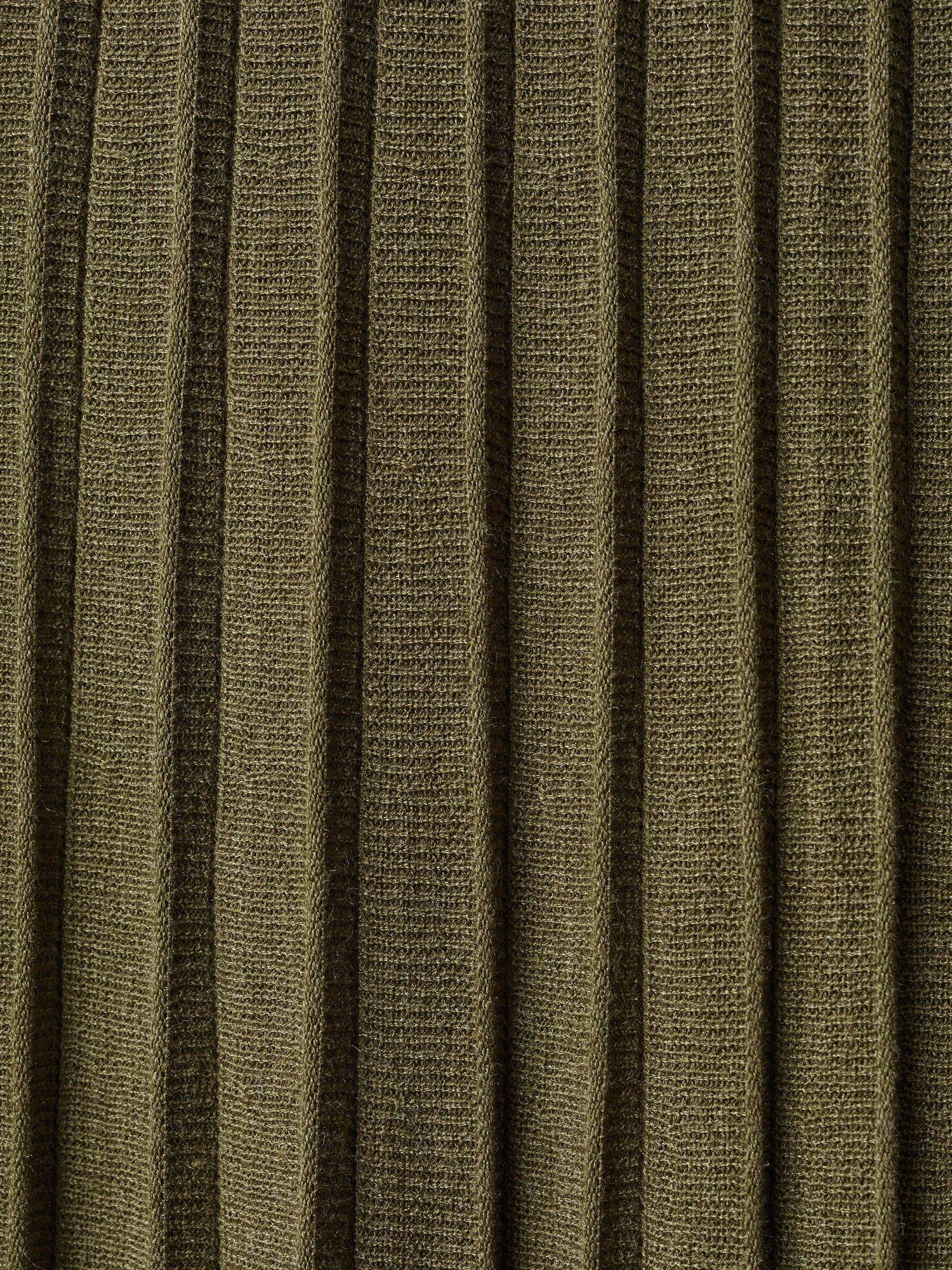 Product image 5 of 7, which shows Mango Valenti Knitted Pleated Skirt, Khaki, S