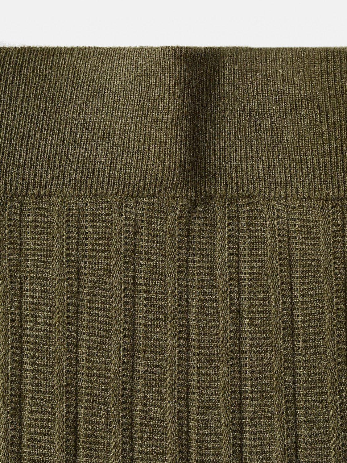 Product image 7 of 7, which shows Mango Valenti Knitted Pleated Skirt, Khaki, S