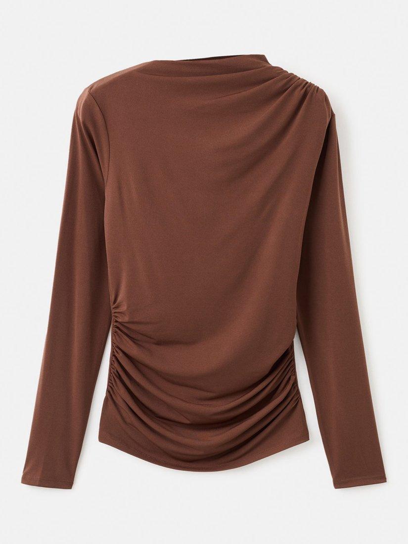 Product image 3 of 8, which shows Mango Chasi Drape Top, Brown, M