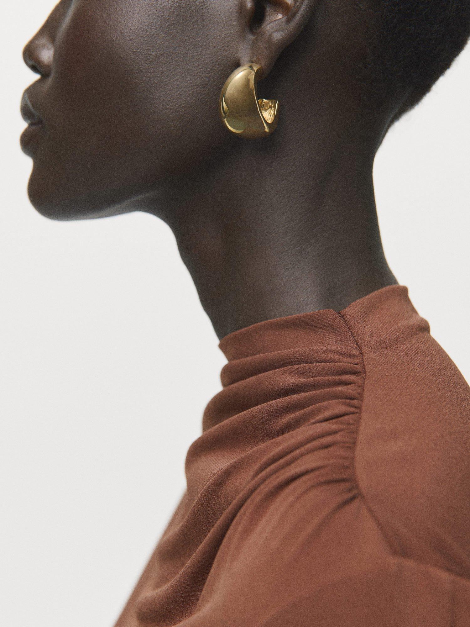 Product image 6 of 8, which shows Mango Chasi Drape Top, Brown, M