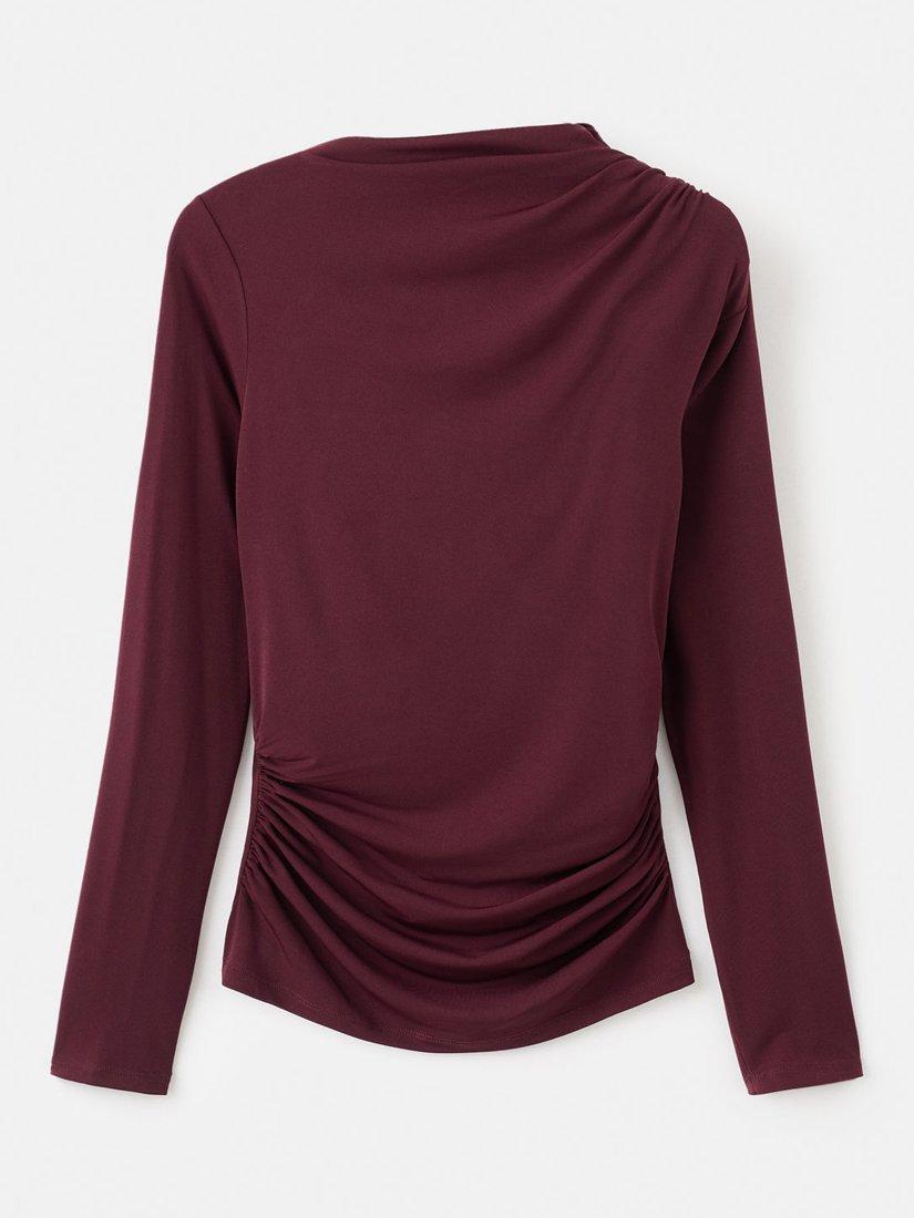 Product image 3 of 9, which shows Mango Chasi Drape Top, Dark Red, S