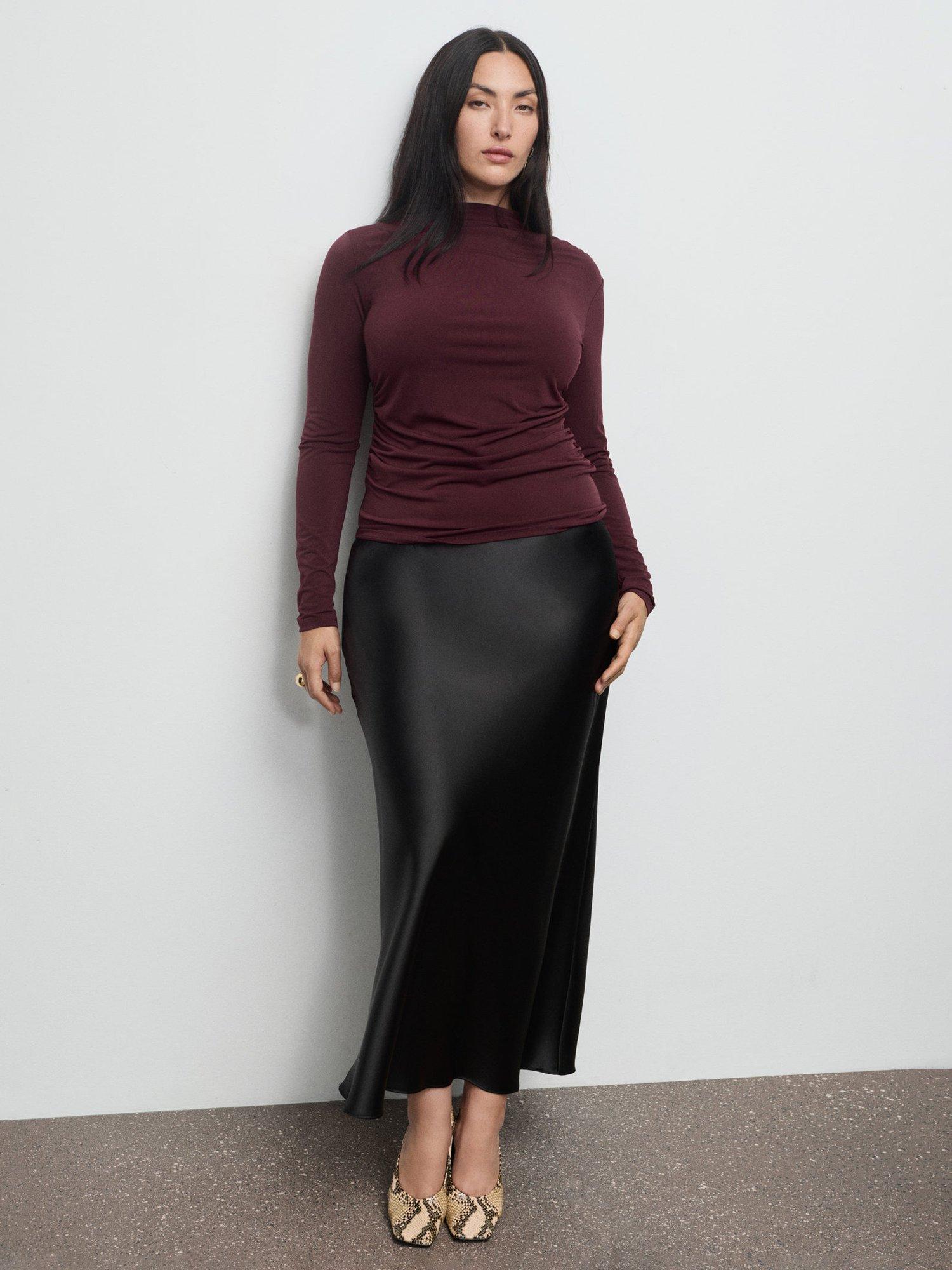 Product image 8 of 9, which shows Mango Chasi Drape Top, Dark Red, S