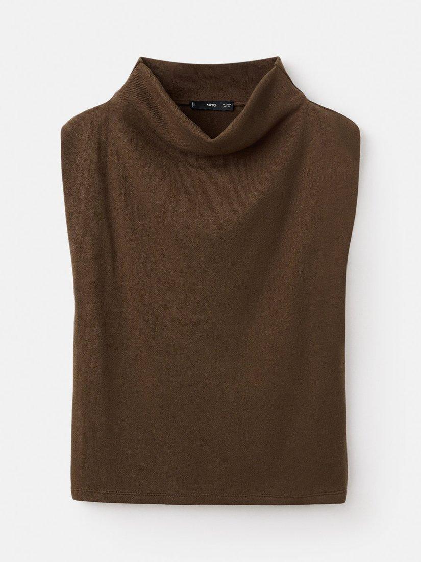 Product image 3 of 8, which shows Mango Lucca Drape Neck Top, Brown, S