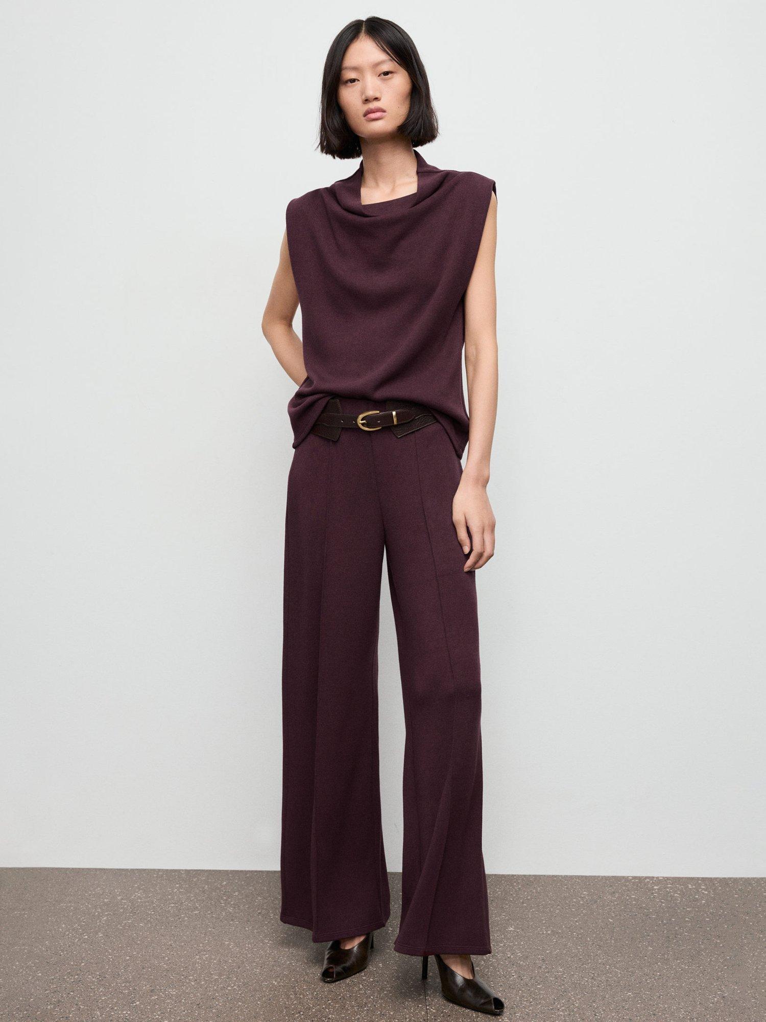 Product image 2 of 9, which shows Mango Lucca Drape Neck Top, Dark Red, 5XL