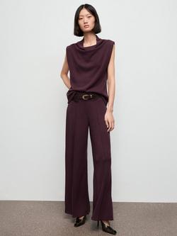 Mango Lucca Drape Neck Top, Dark Red - view 2, Dark Red