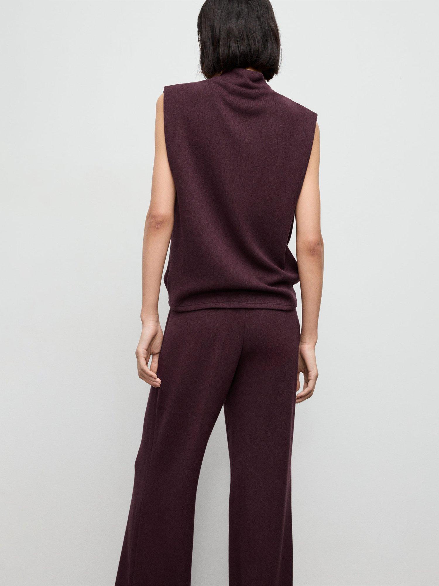 Product image 4 of 9, which shows Mango Lucca Drape Neck Top, Dark Red, 5XL