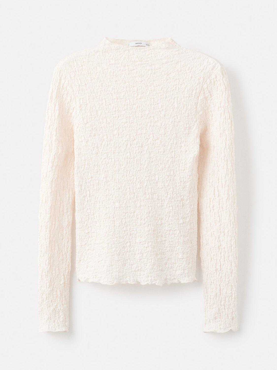 Product image 3 of 8, which shows Mango Sonia Textured Crepe Top, Natural White, XXS