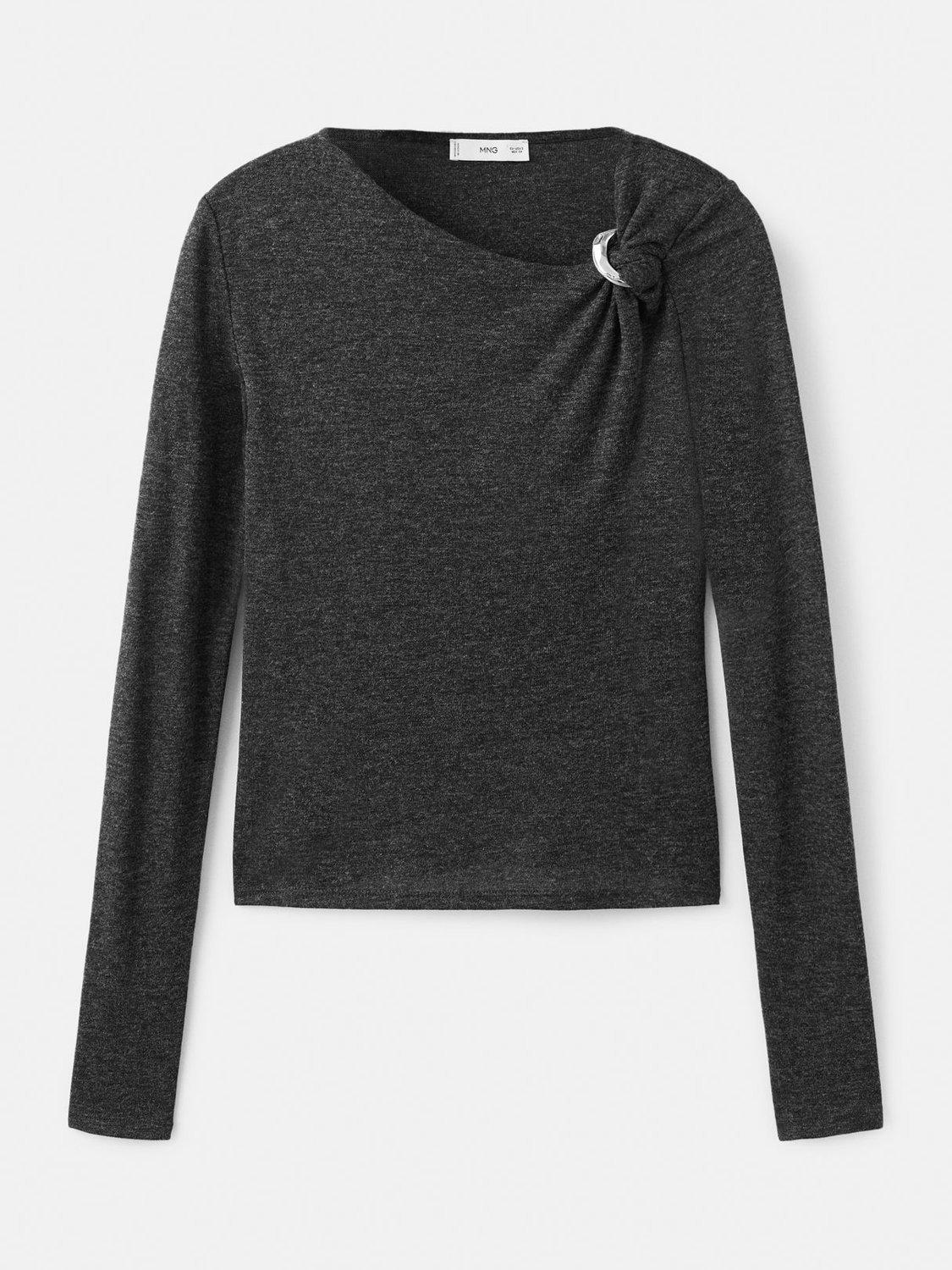 Product image 3 of 9, which shows Mango Jewel Knot Detail Top, Grey, XXS