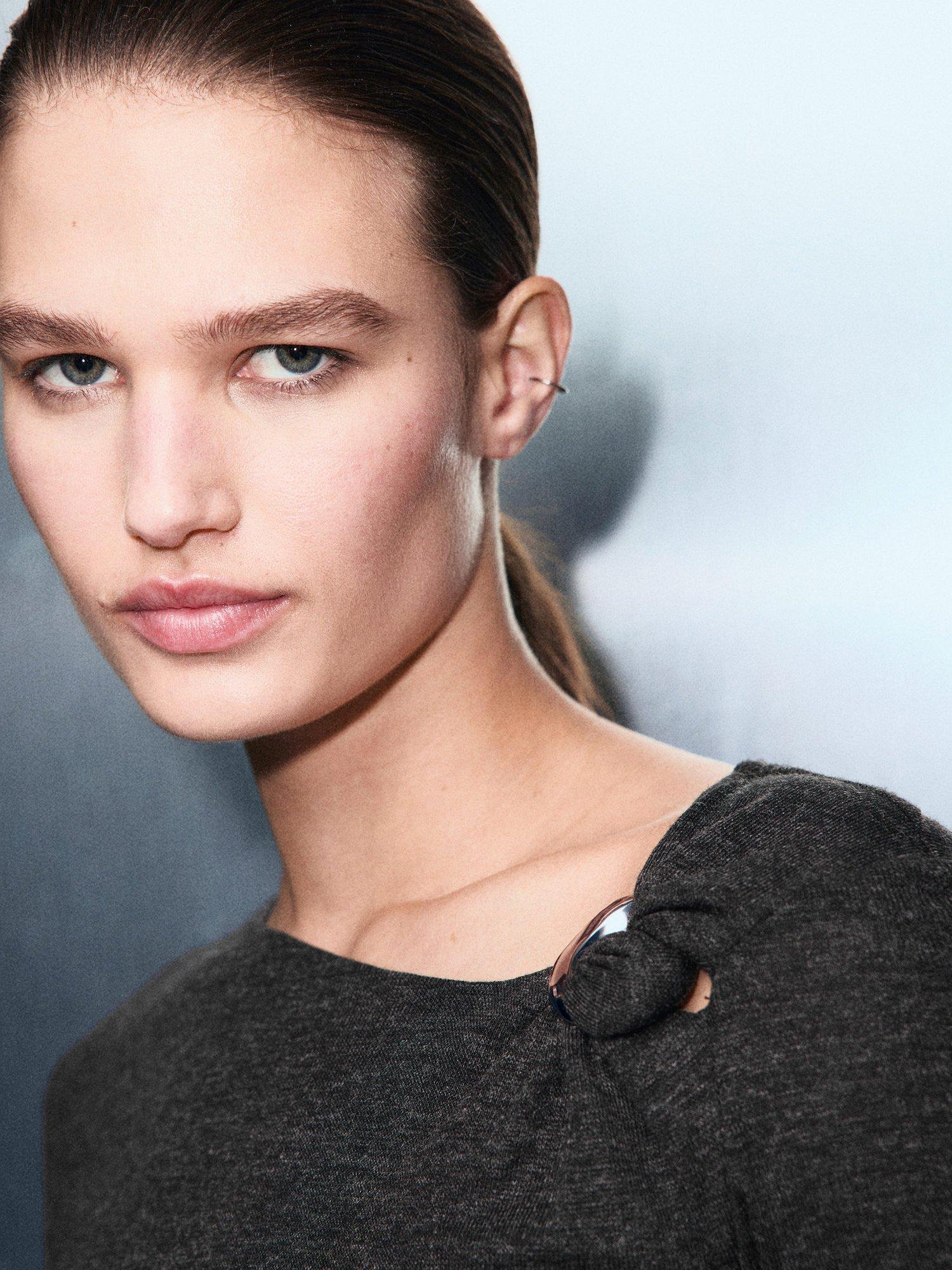 Product image 6 of 9, which shows Mango Jewel Knot Detail Top, Grey, XXS