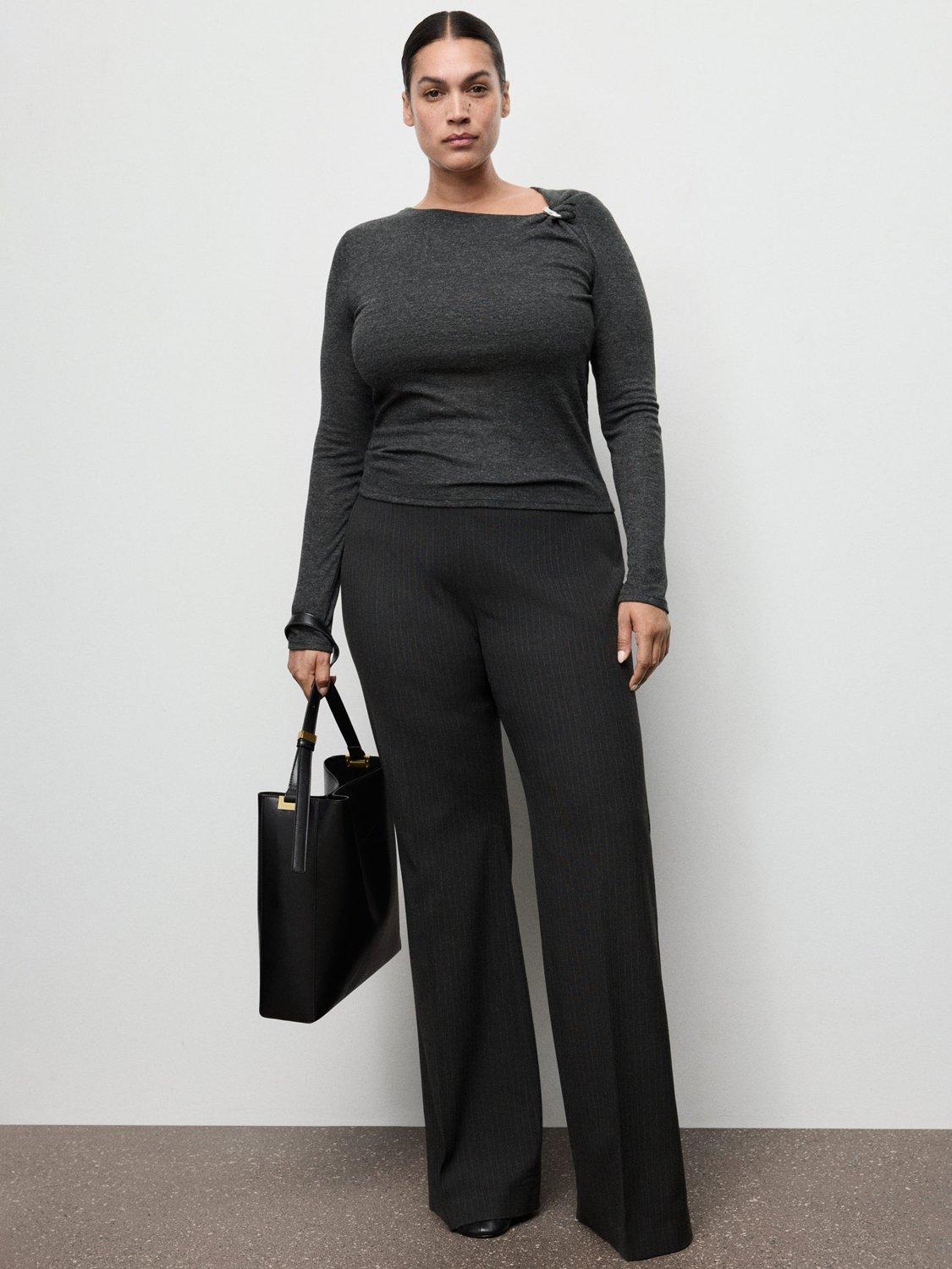 Product image 8 of 9, which shows Mango Jewel Knot Detail Top, Grey, XXS