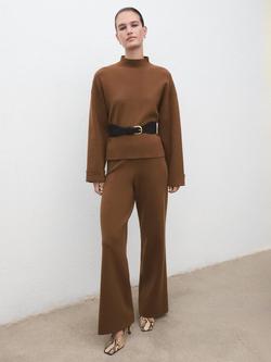 Mango Berta Wide Leg Trousers, Dark Brown - view 2, Dark Brown