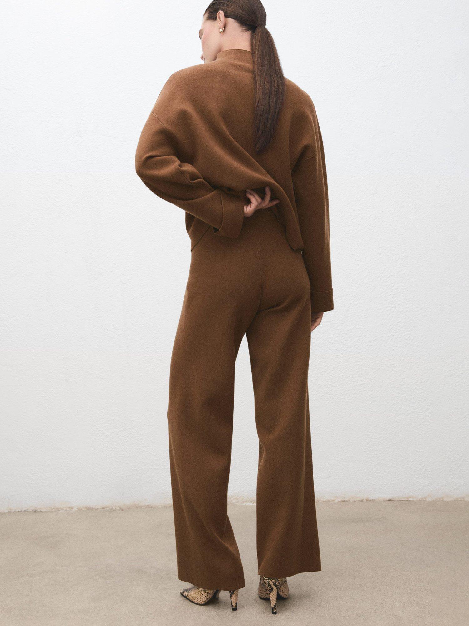 Product image 4 of 7, which shows Mango Berta Wide Leg Trousers, Dark Brown, L