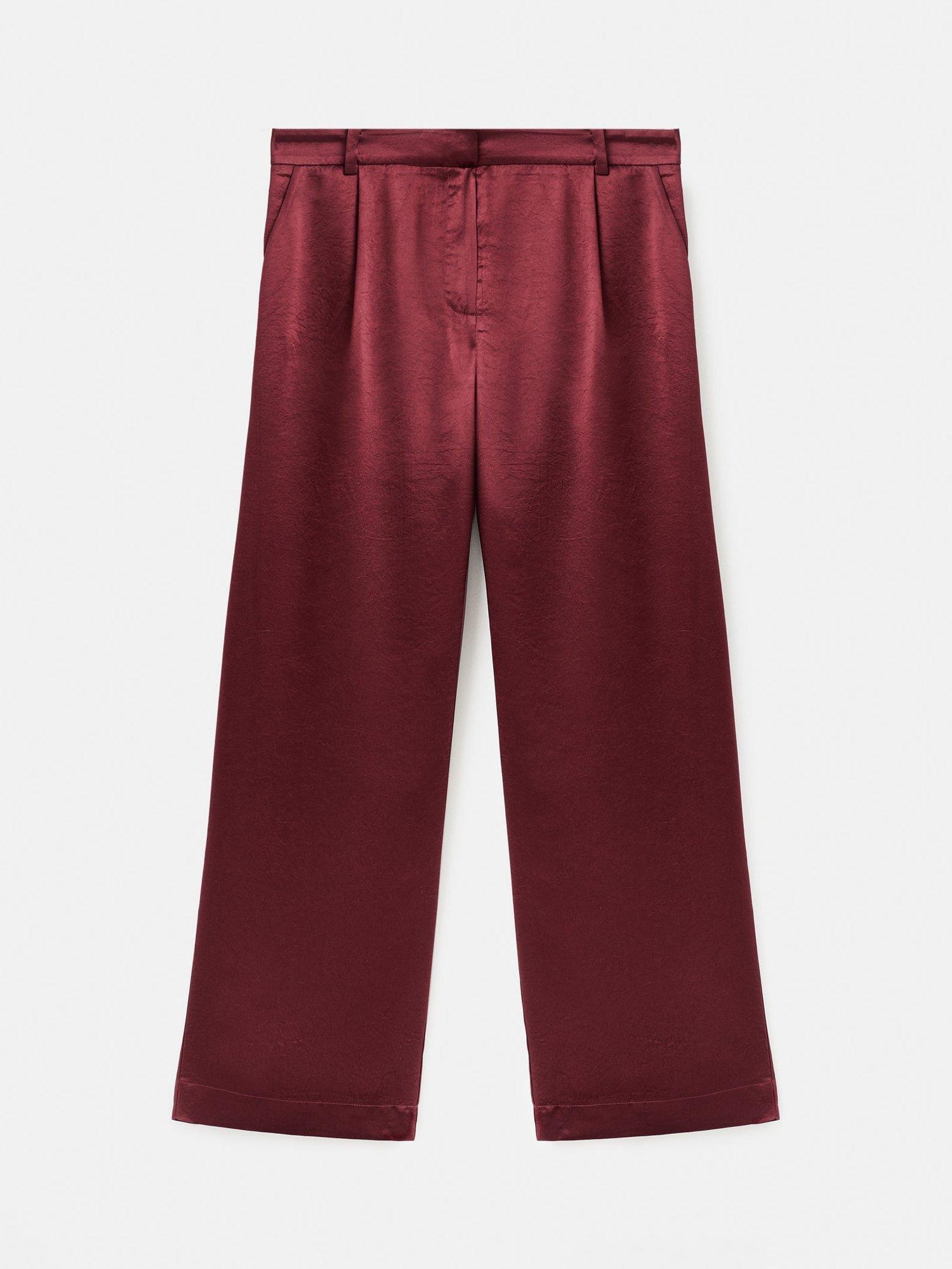 Product image 3 of 8, which shows Mango Brick Satin Wide Leg Trousers, Rust/Copper, 12