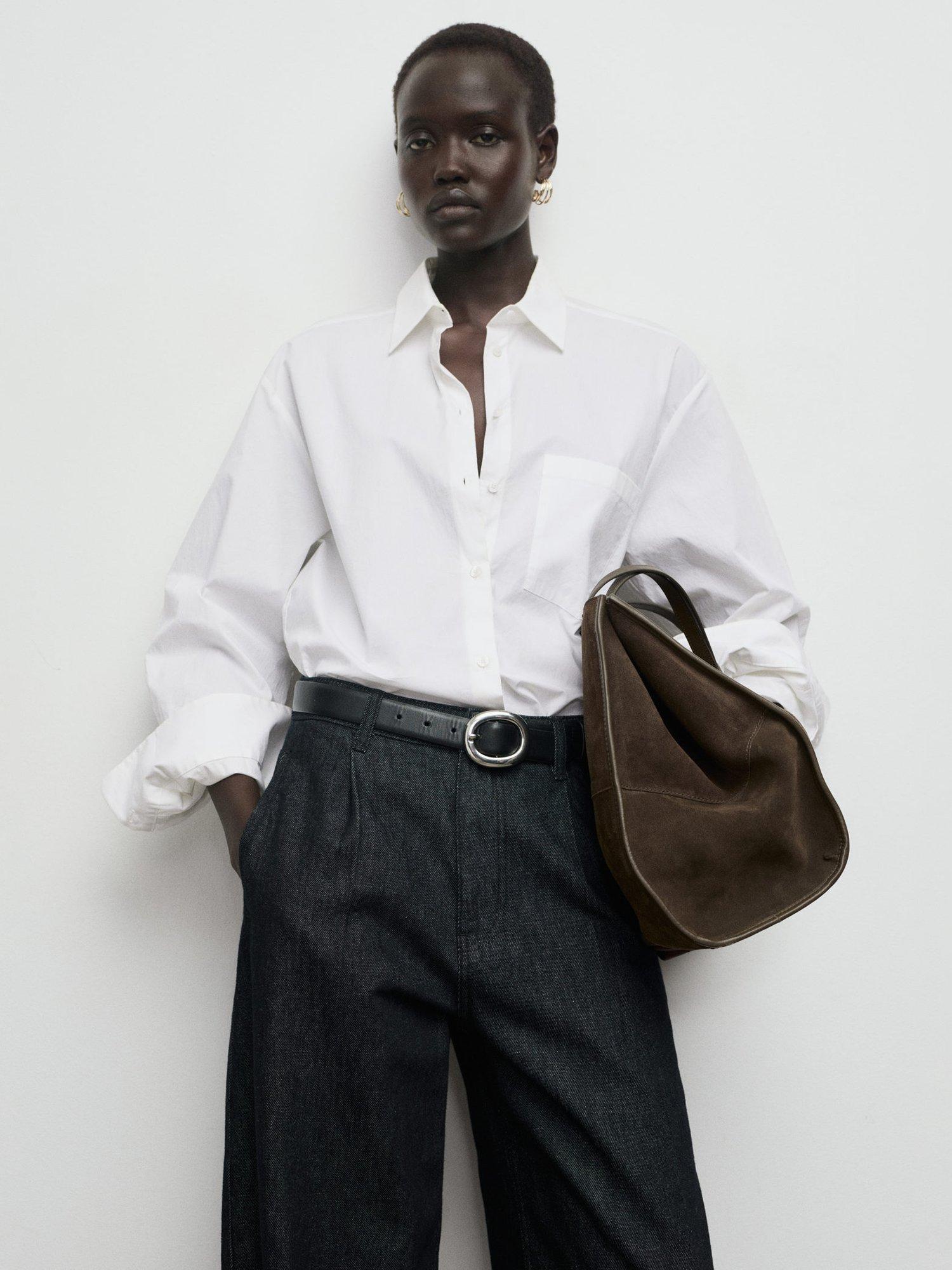 Product image 6 of 7, which shows Mango Loise Wide Leg Trousers, Black, 10