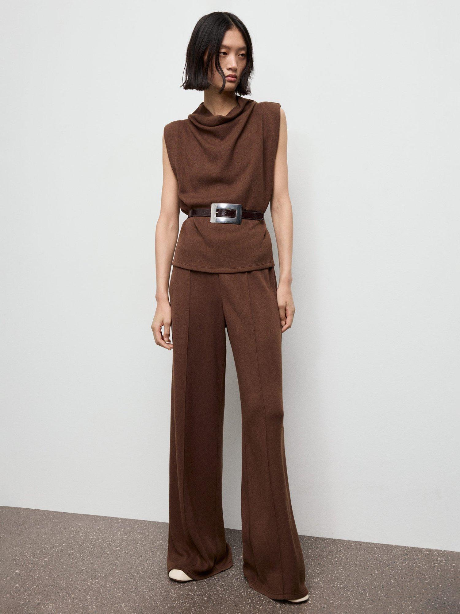 Product image 2 of 8, which shows Mango Lucca Tailored Trousers, Brown, L