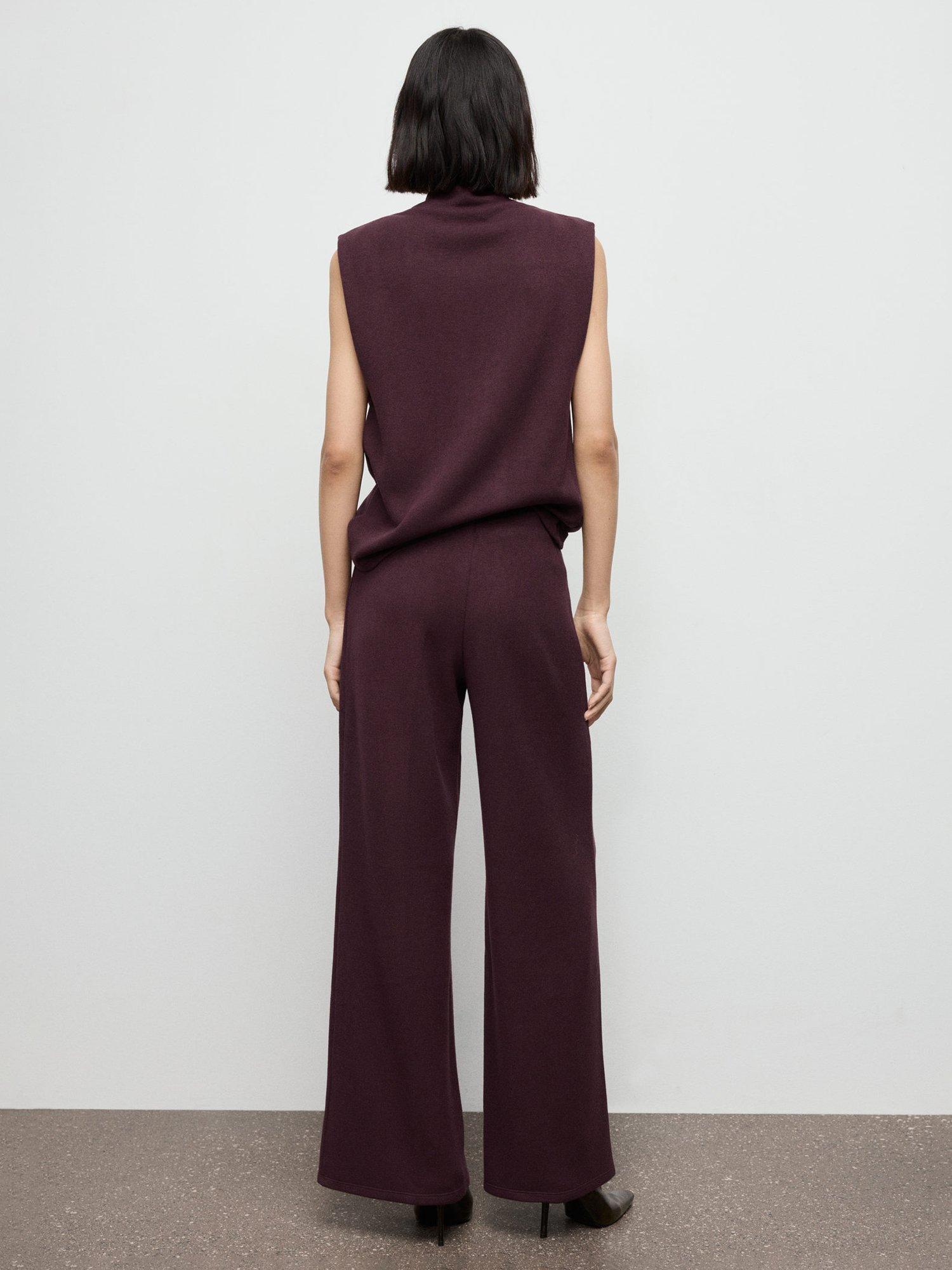 Product image 4 of 9, which shows Mango Lucca Tailored Trousers, Dark Red, XS