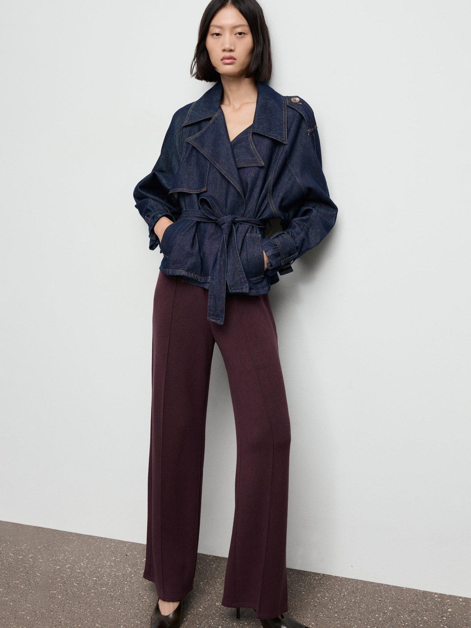 Product image 7 of 9, which shows Mango Lucca Tailored Trousers, Dark Red, XS