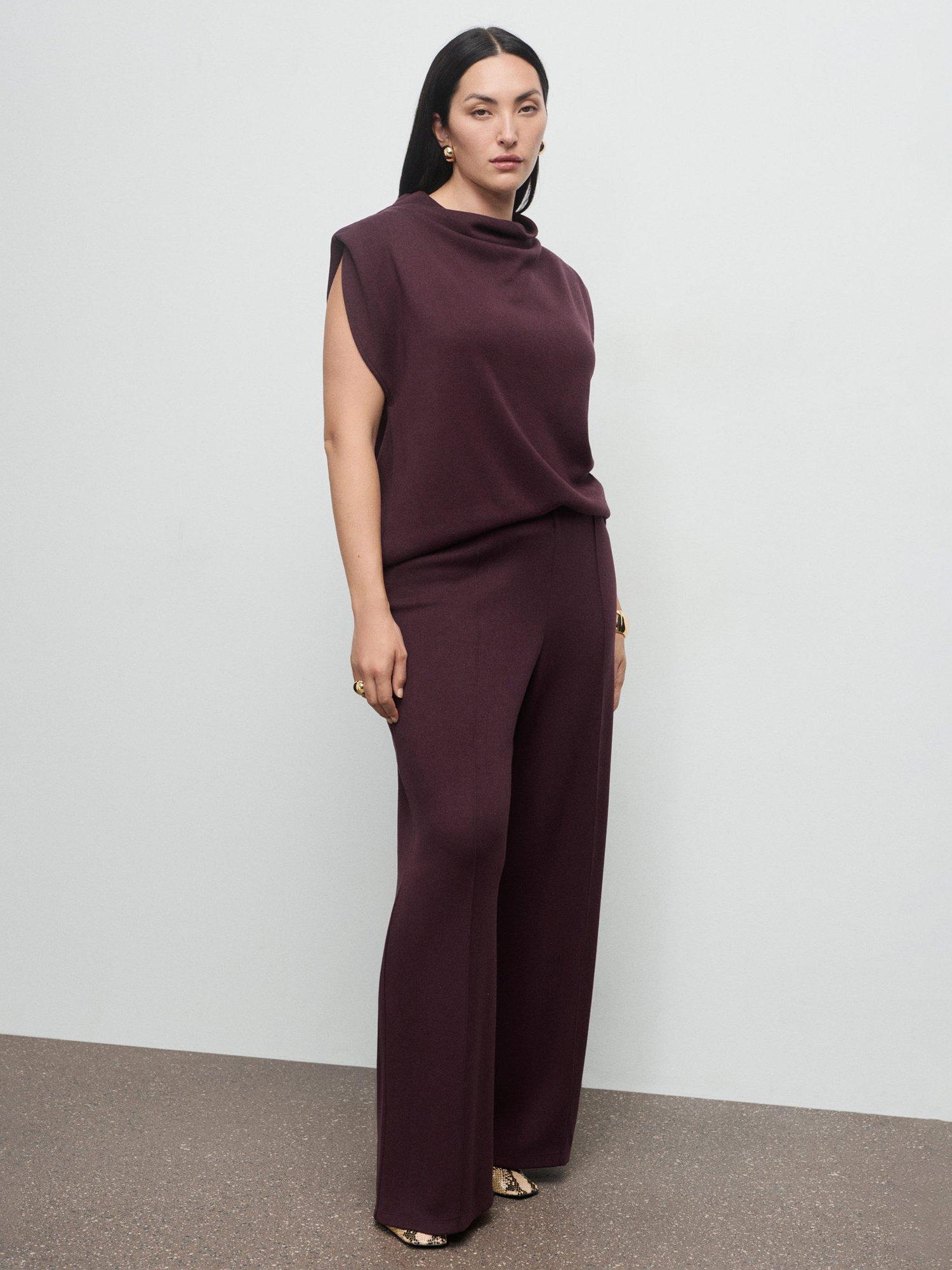 Product image 8 of 9, which shows Mango Lucca Tailored Trousers, Dark Red, XS