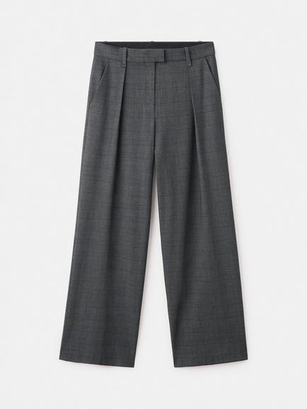 Mango Teriyaki Check Pleated Trousers, Grey, Grey
