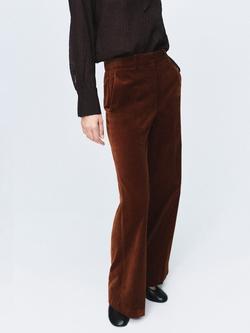 Mango Velvet Wide Leg Trousers, Orange, Orange